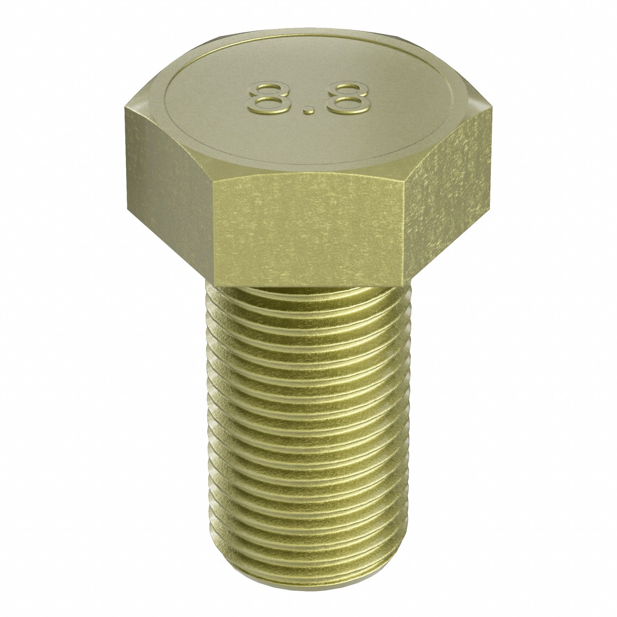 Hex Head Cap Screw: Steel, Class 8.8, Zinc Yellow, M10-1.25, Fine, 35 mm lg, Globally Sourced, 50 PK