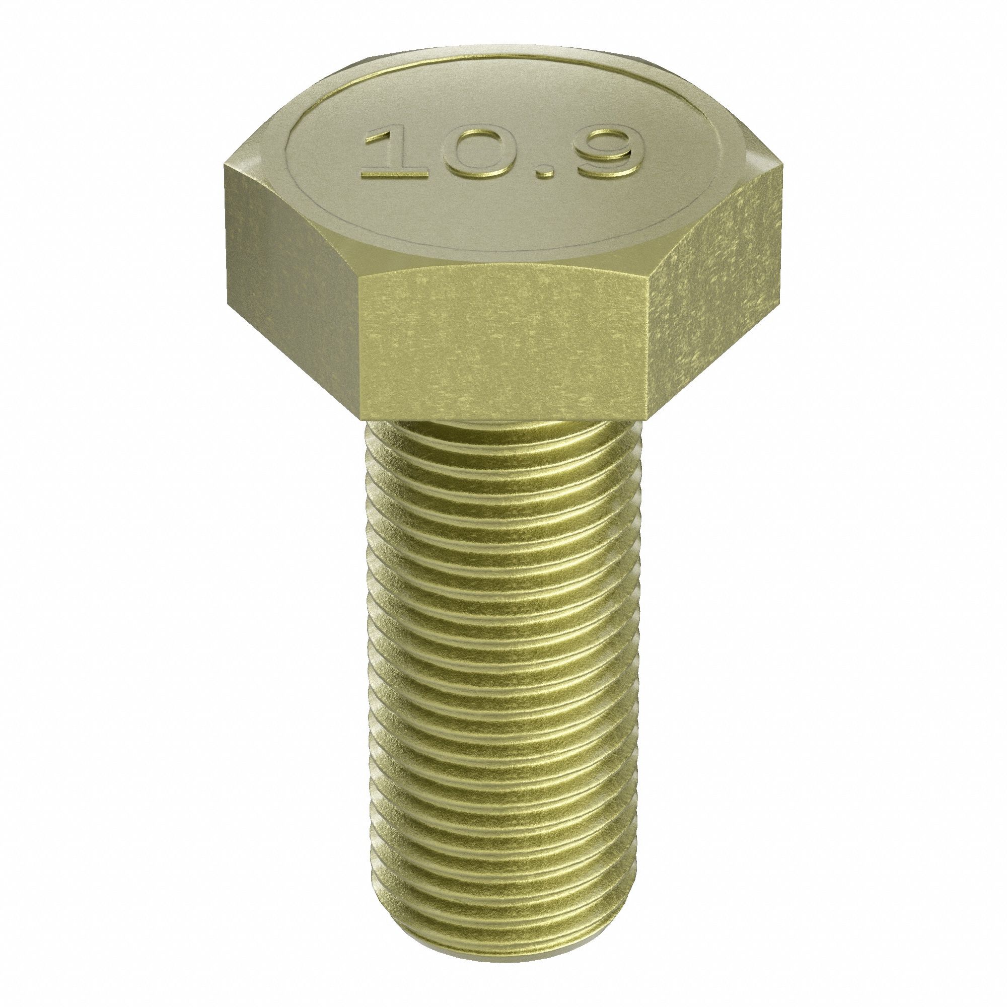 Hex Head Cap Screw: Steel, Class 8.8, Zinc Yellow, M10-1.00, Extra Fine, 20 mm lg, Metric, 50 PK