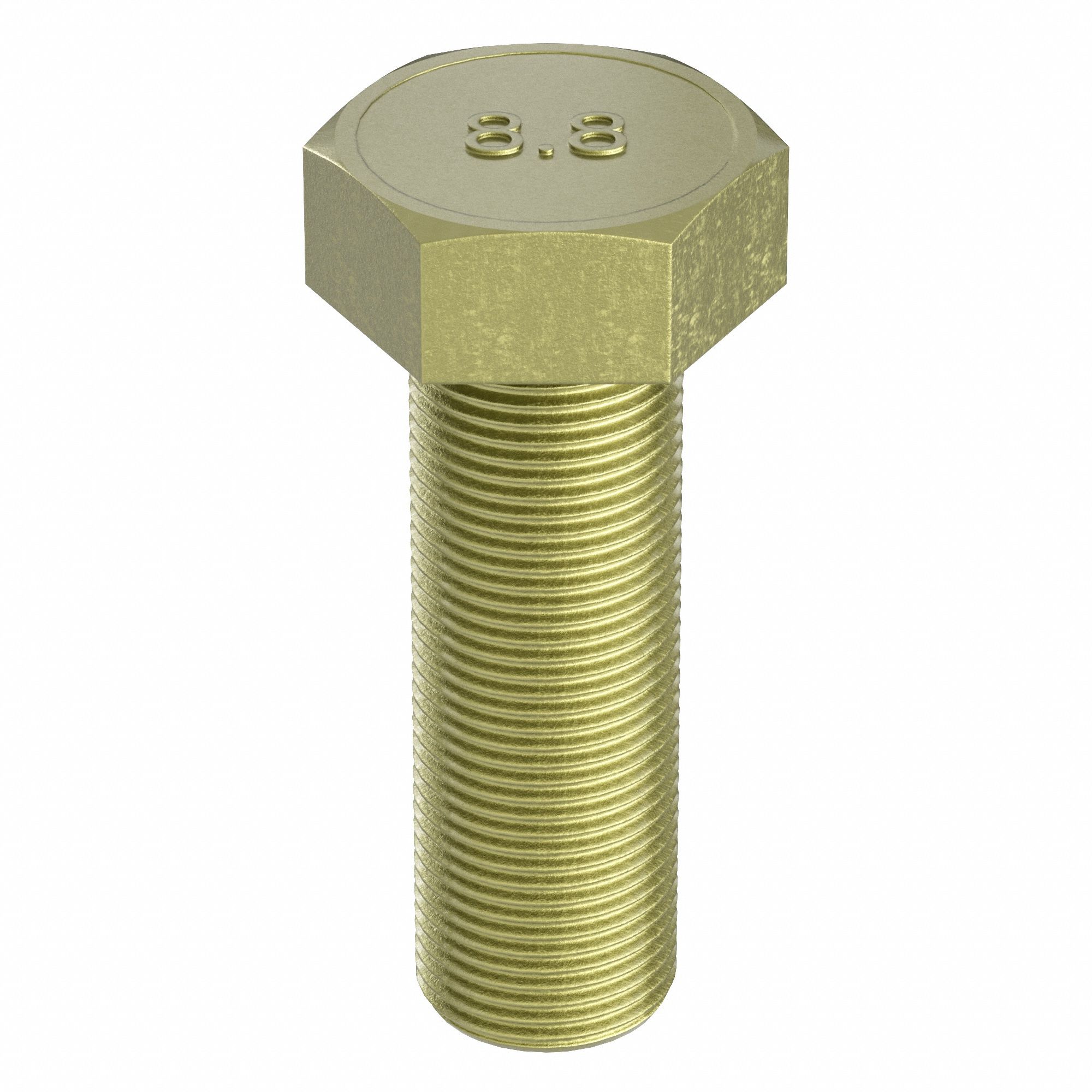 Hex Head Cap Screw: Steel, Class 8.8, Zinc Yellow, M12-1.50, Fine, 60 mm lg, Globally Sourced, 50 PK