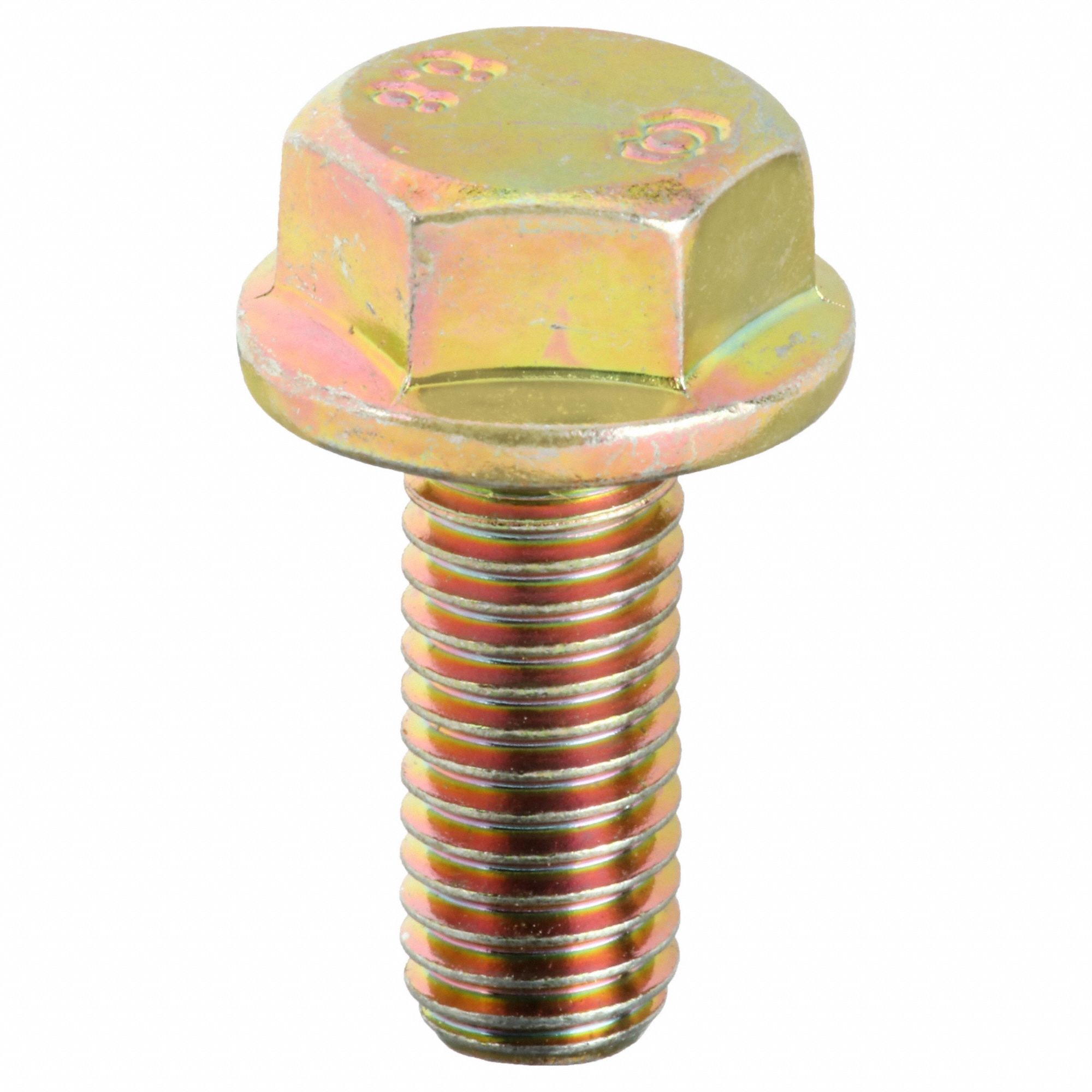 FLANGE BOLTS, STD, STEEL, CLASS 8.8, ZINC YELLOW, 20MM L, FULL THREAD, METRIC, HRC22, 50 PK