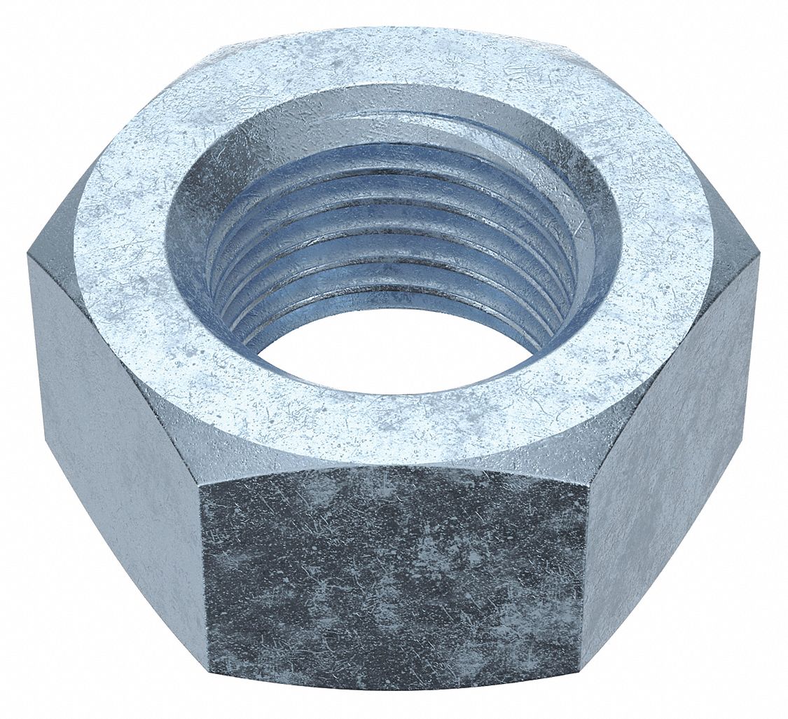 Hex Nut: Std Hex, M39x4.00 Thread, 60 mm Hex Wd, 31 mm Hex Ht, Steel, Class 8, Zinc-Plated, Std