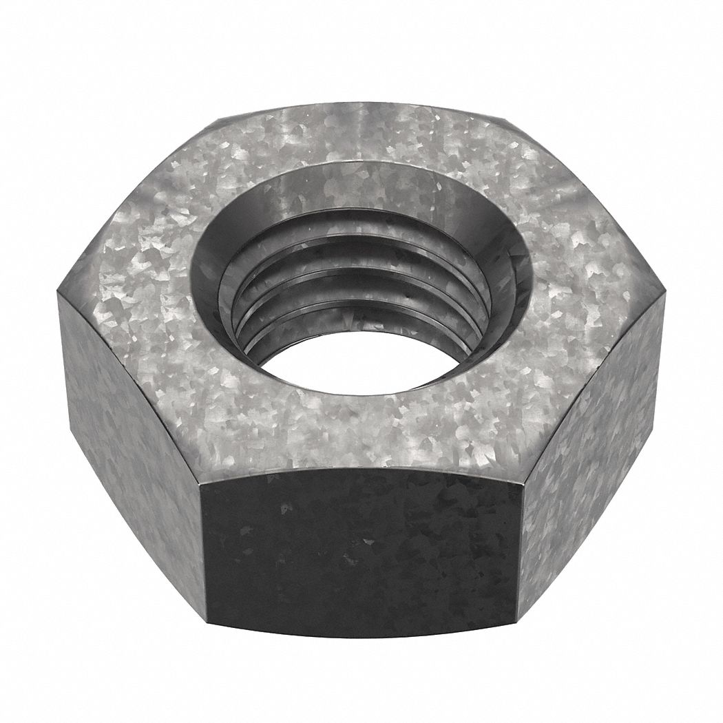 ÉCROU HEXAGONAL, M10-1,50, 17MM HEX W, 8MM HEX H, ACIER, CLASSE 8, GALVANISÉ PAR IMMERSION À CHAUD, PQ100