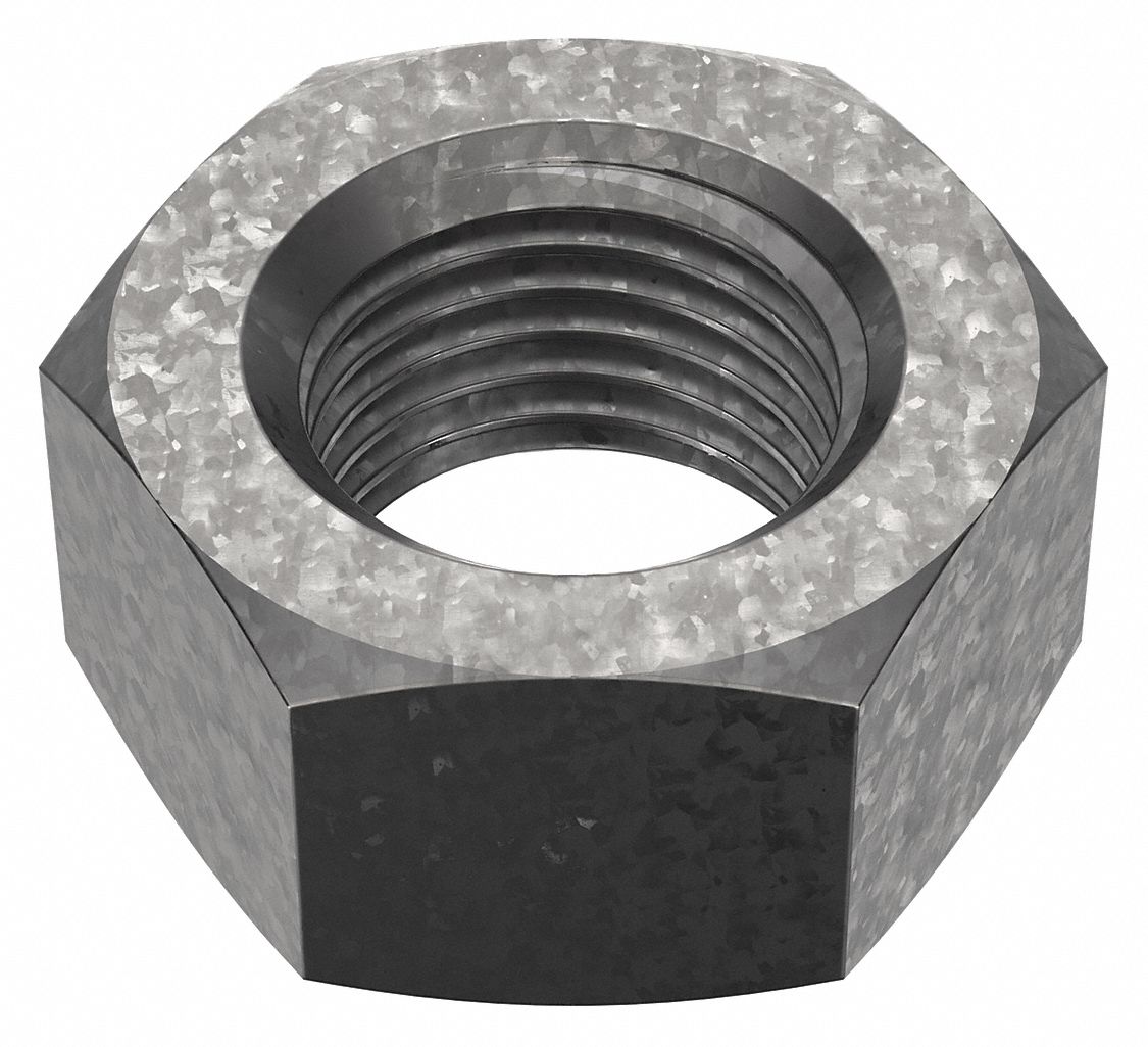 Hex Nut: Std Hex, M39x4.00 Thread, 60 mm Hex Wd, 31 mm Hex Ht, Steel, Class 8, Hot-Dipped Galvanized
