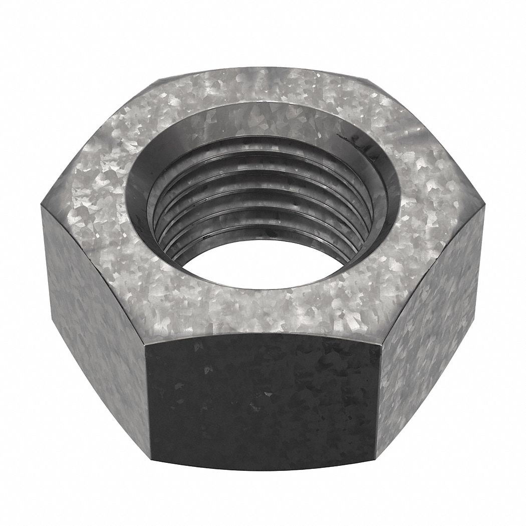 Hex Nut: Std Hex, M42x4.50 Thread, 65 mm Hex Wd, 34 mm Hex Ht, Steel, Class 8, Hot-Dipped Galvanized