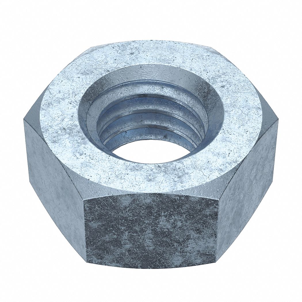 Hex Nut: Std Hex, M6x1.00 Thread, 10 mm Hex Wd, 5 mm Hex Ht, Steel, Class 10, Zinc-Plated, 100 PK