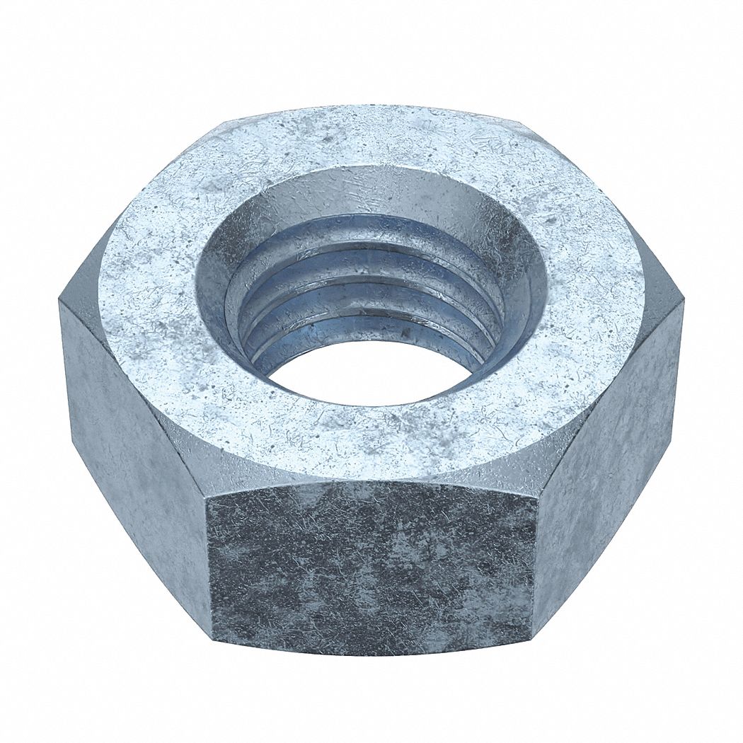 Hex Nut: Std Hex, M10x1.50 Thread, 17 mm Hex Wd, 8 mm Hex Ht, Steel, Class 10, Zinc-Plated, 100 PK