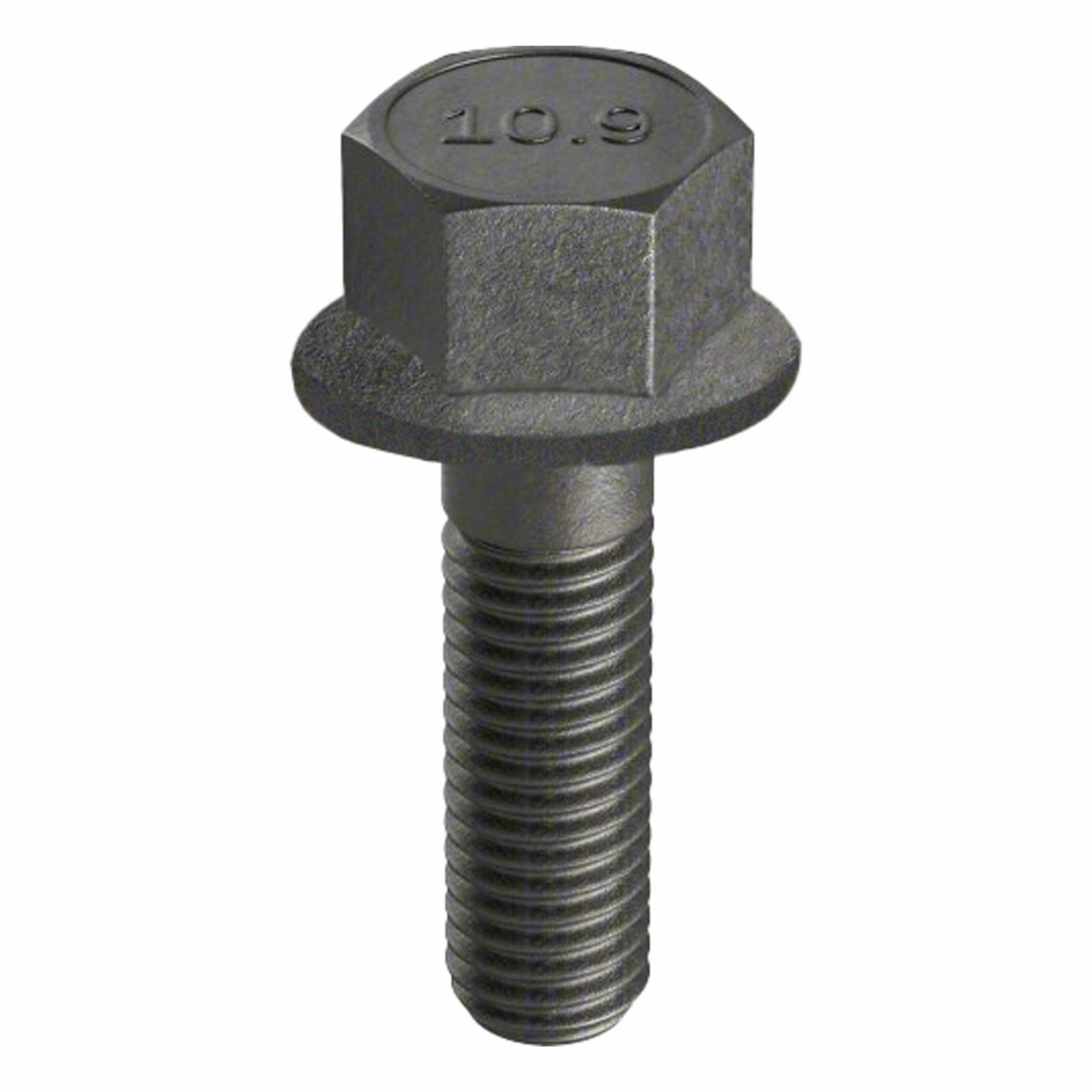 Flange Bolts: Std, Steel, Class 10.9, Black Oxide, 20 mm lg, Partially Threaded, Metric, 50 PK
