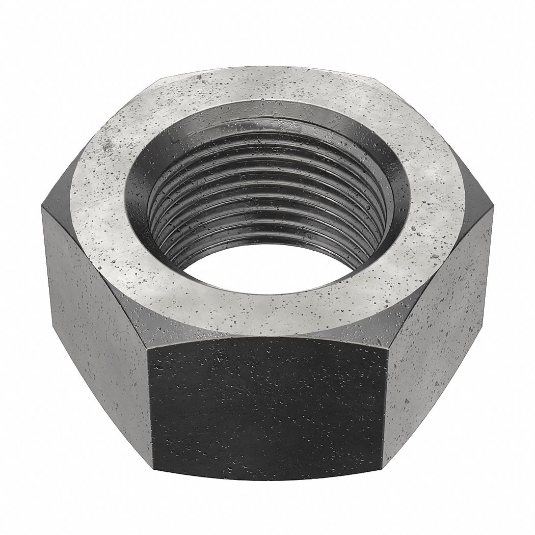 Hex Nut: Std Hex, M27x2.00 Thread, 41 mm Hex Wd, 22 mm Hex Ht, Steel, Class 10, Plain, Std, 5 PK