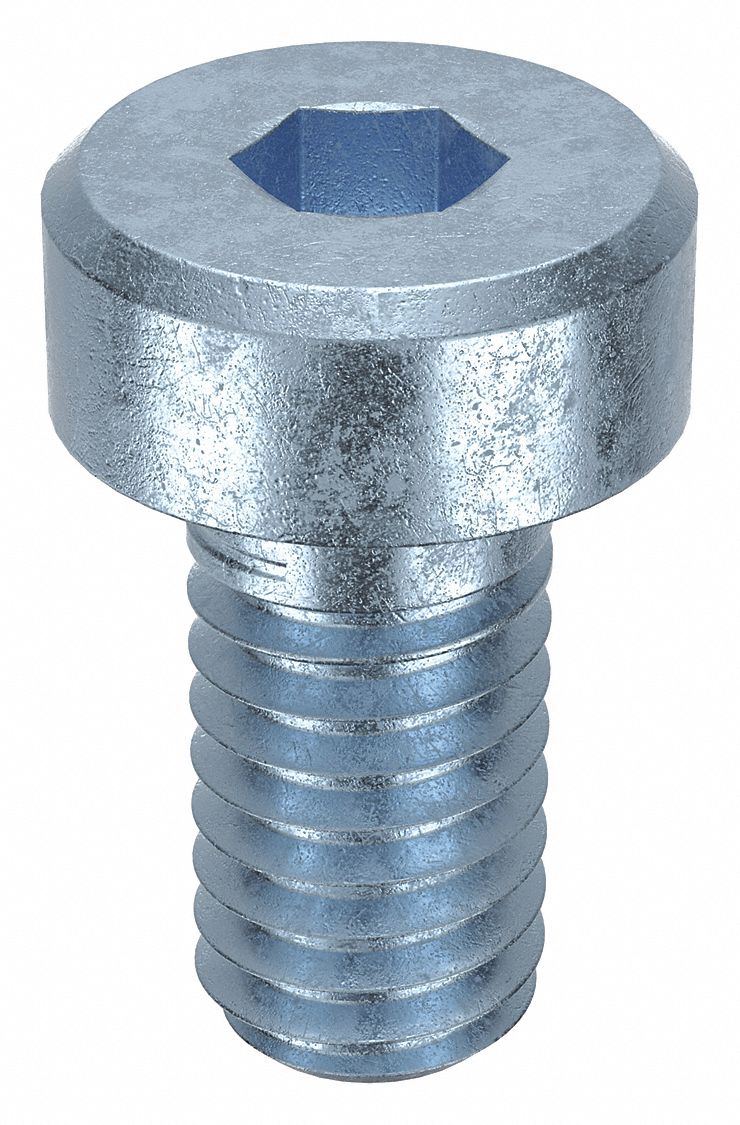 Socket Head Cap Screw: M4x0.70 Thread Size, 8 mm Lg, Low-Profile Std, Zinc Plated, Class 8.8, 100 PK