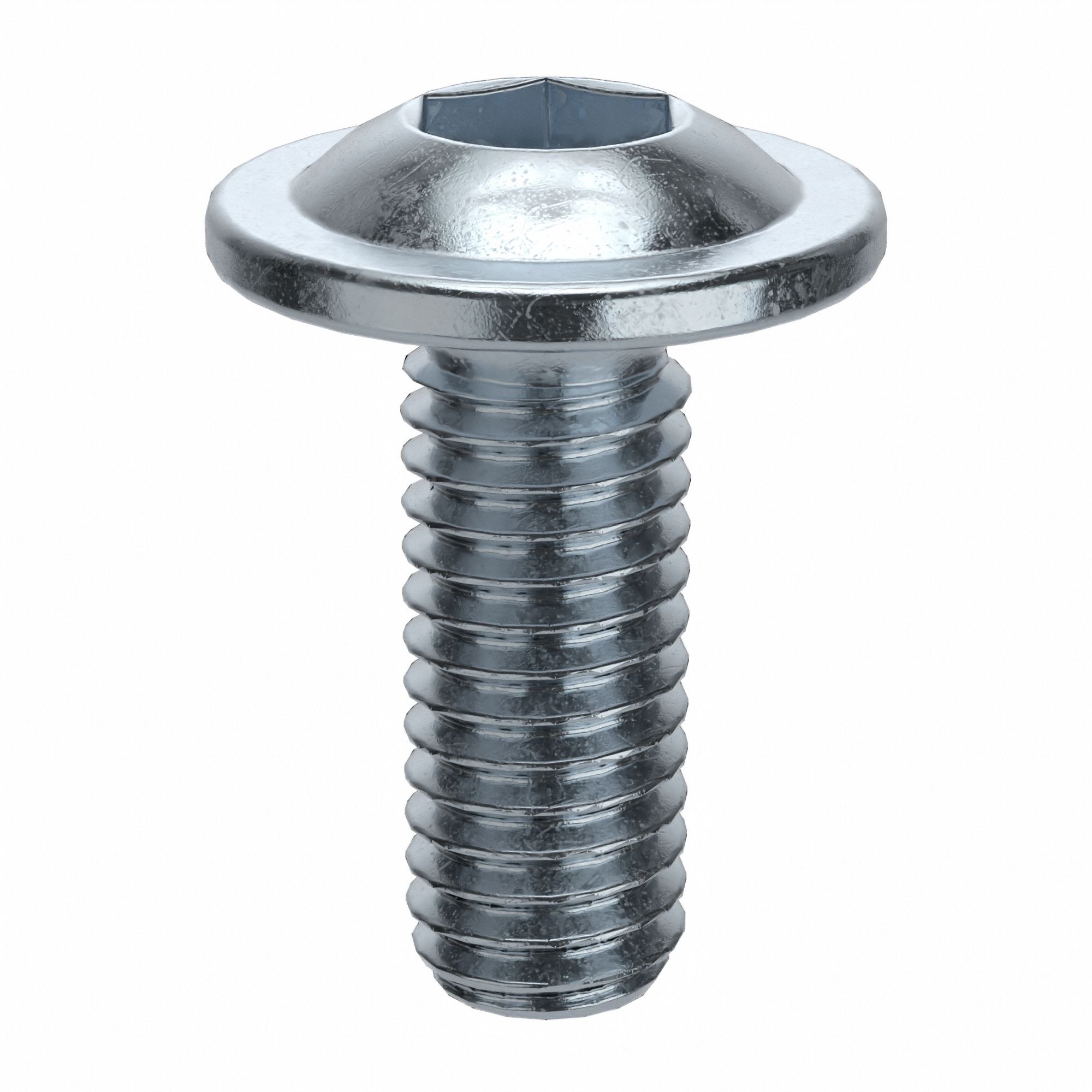 Socket Head Cap Screw: M3x0.50 Thread Size, 8 mm Lg, Flanged Button, Zinc Plated, Class 10.9, 100 PK