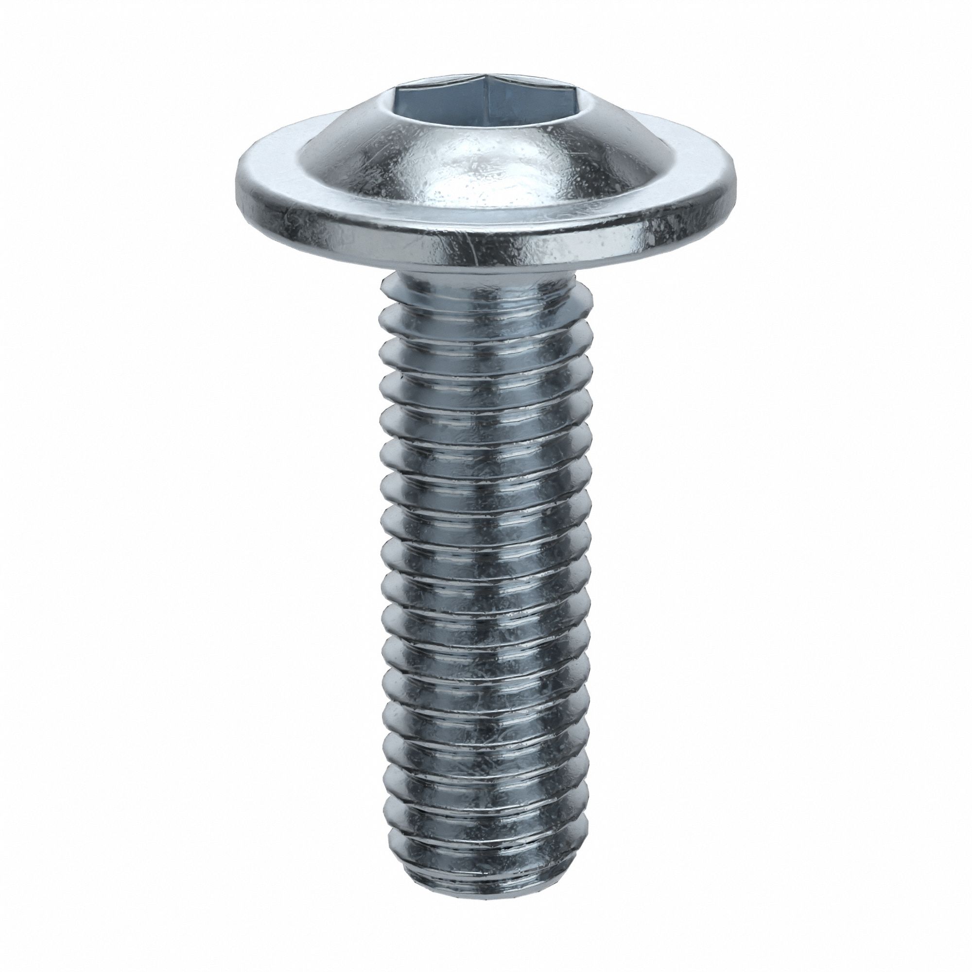 Socket Head Cap Screw: M3x0.50 Thread Size, 10 mm Lg, Flanged Button, Zinc Plated, 100 PK