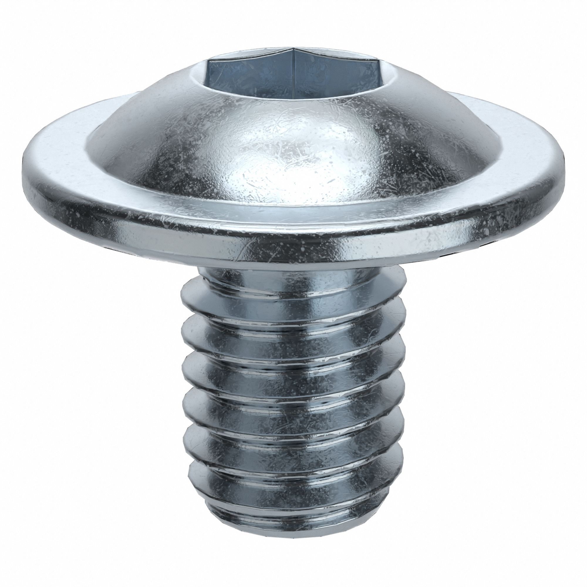 Socket Head Cap Screw: M4x0.70 Thread Size, 6 mm Lg, Flanged Button, Zinc Plated, Class 10.9, 100 PK
