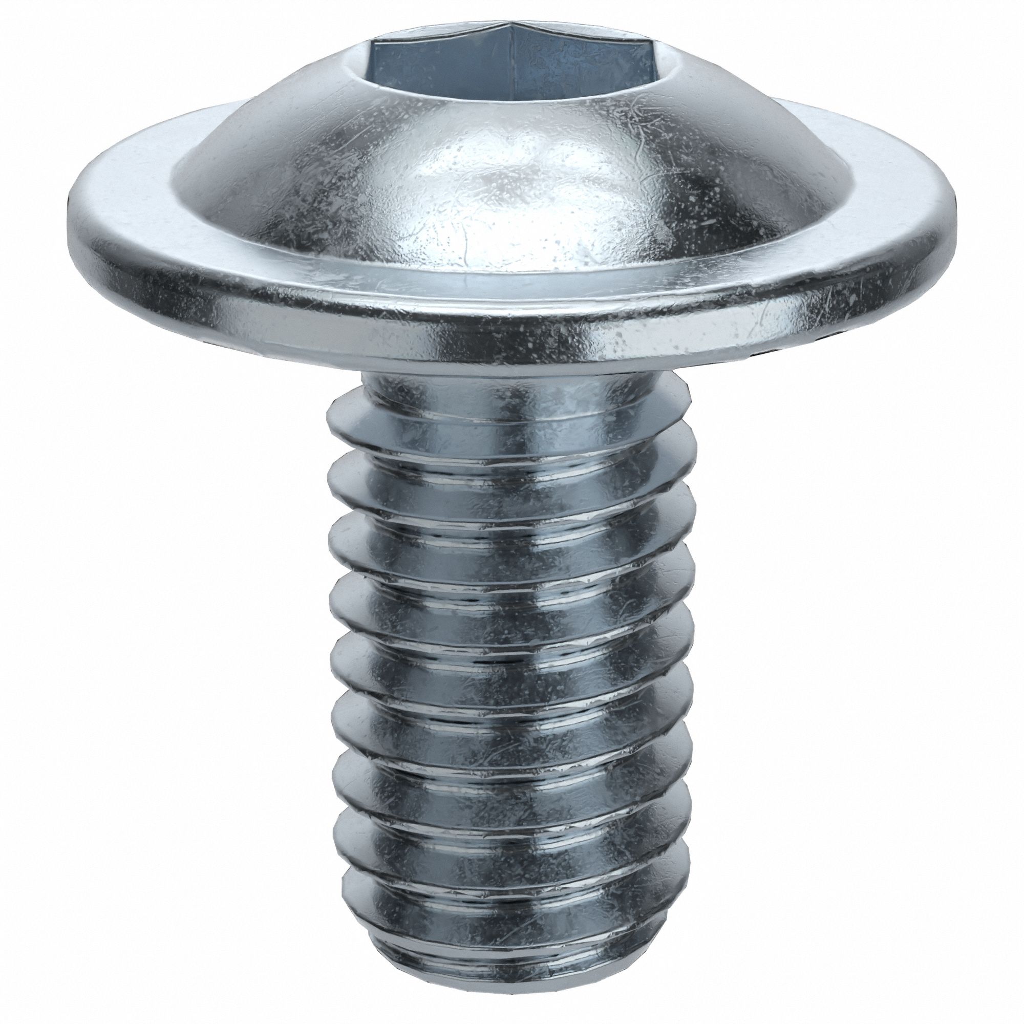 Socket Head Cap Screw: M4x0.70 Thread Size, 8 mm Lg, Flanged Button, Zinc Plated, Class 10.9, 100 PK