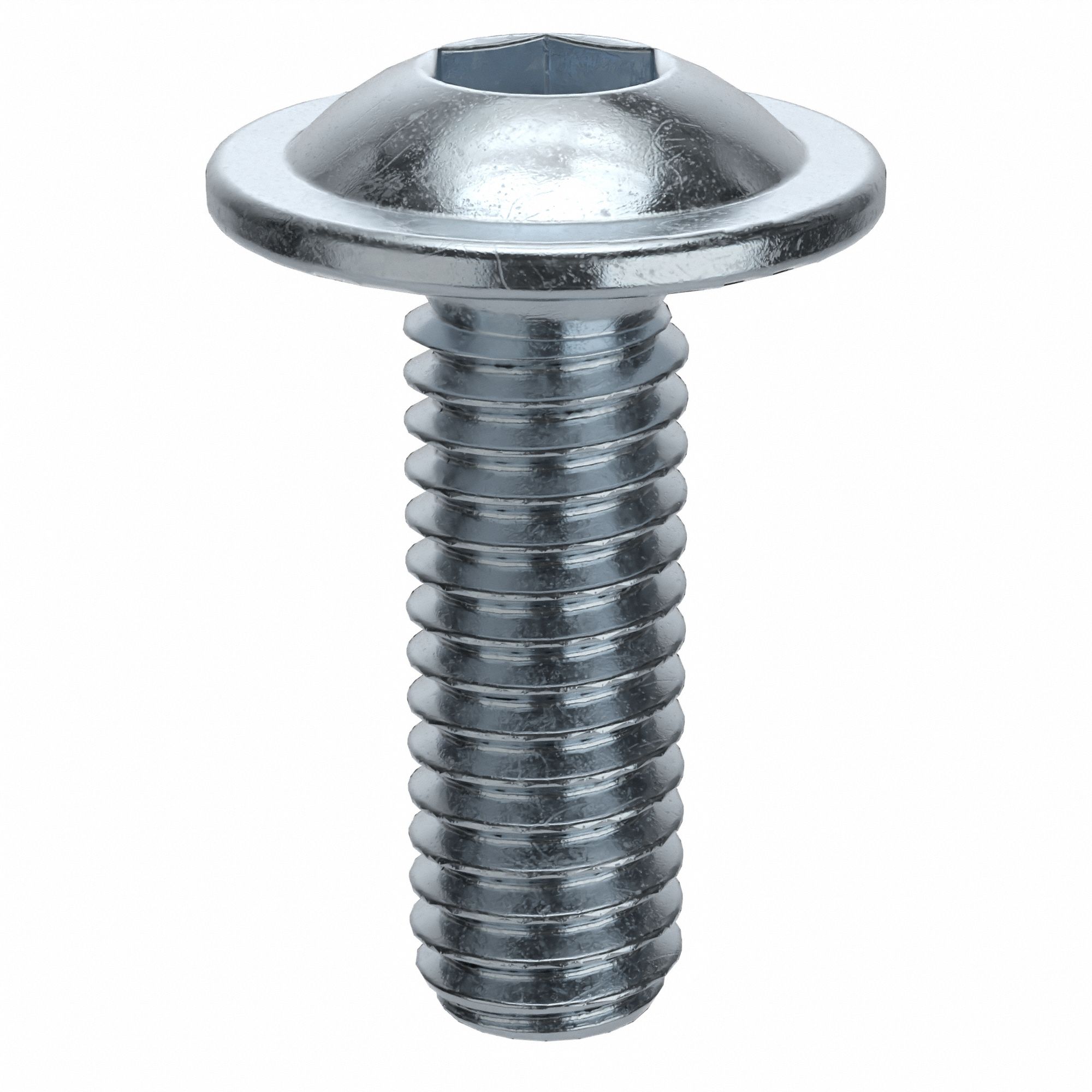 Socket Head Cap Screw: M4x0.70 Thread Size, 12 mm Lg, Flanged Button, Zinc Plated, 100 PK