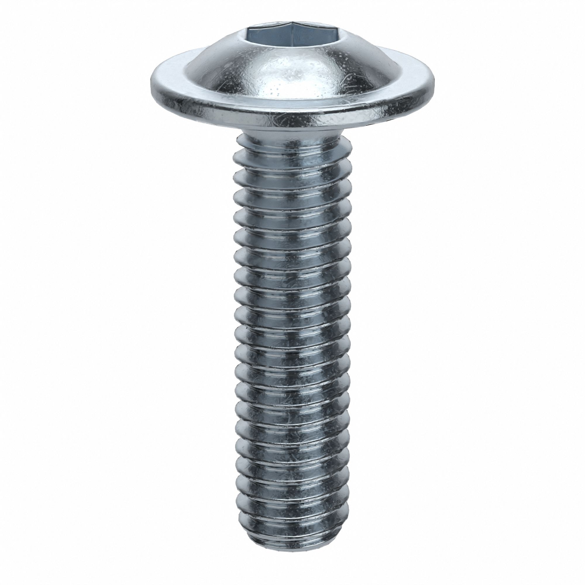 Socket Head Cap Screw: M4x0.70 Thread Size, 16 mm Lg, Flanged Button, Zinc Plated, 100 PK