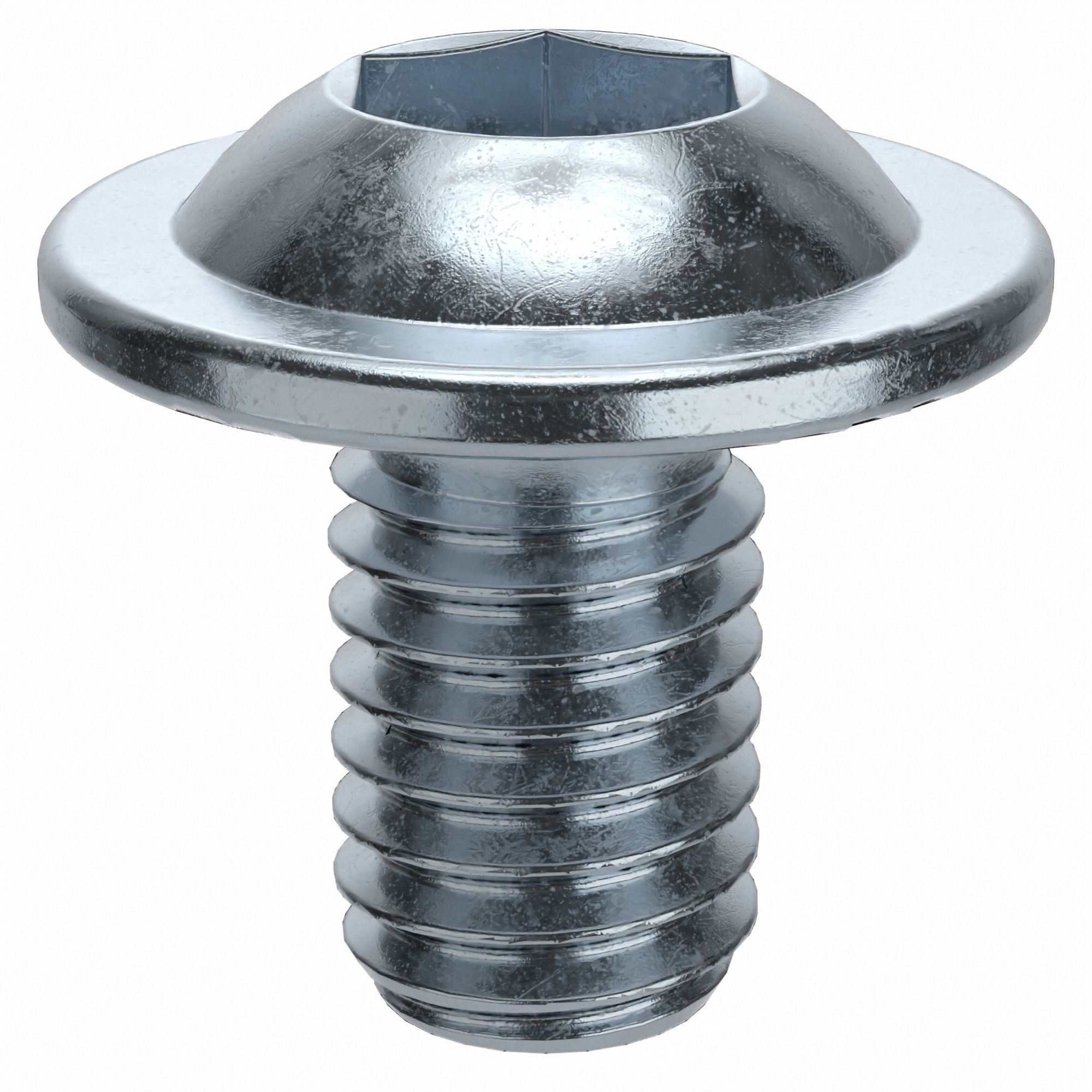 Socket Head Cap Screw: M6x1.00 Thread Size, 10 mm Lg, Flanged Button, Zinc Plated, 100 PK