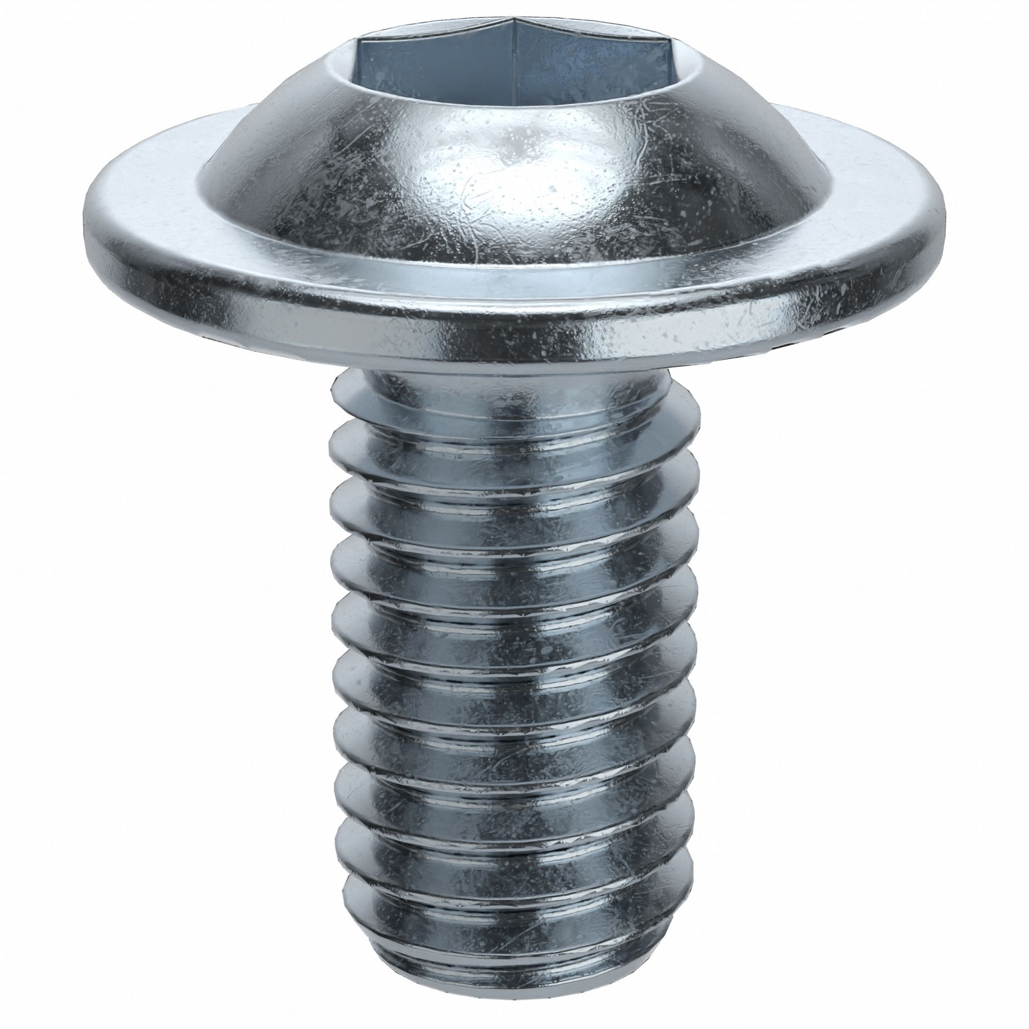 Socket Head Cap Screw: M6x1.00 Thread Size, 12 mm Lg, Flanged Button, Zinc Plated, 100 PK