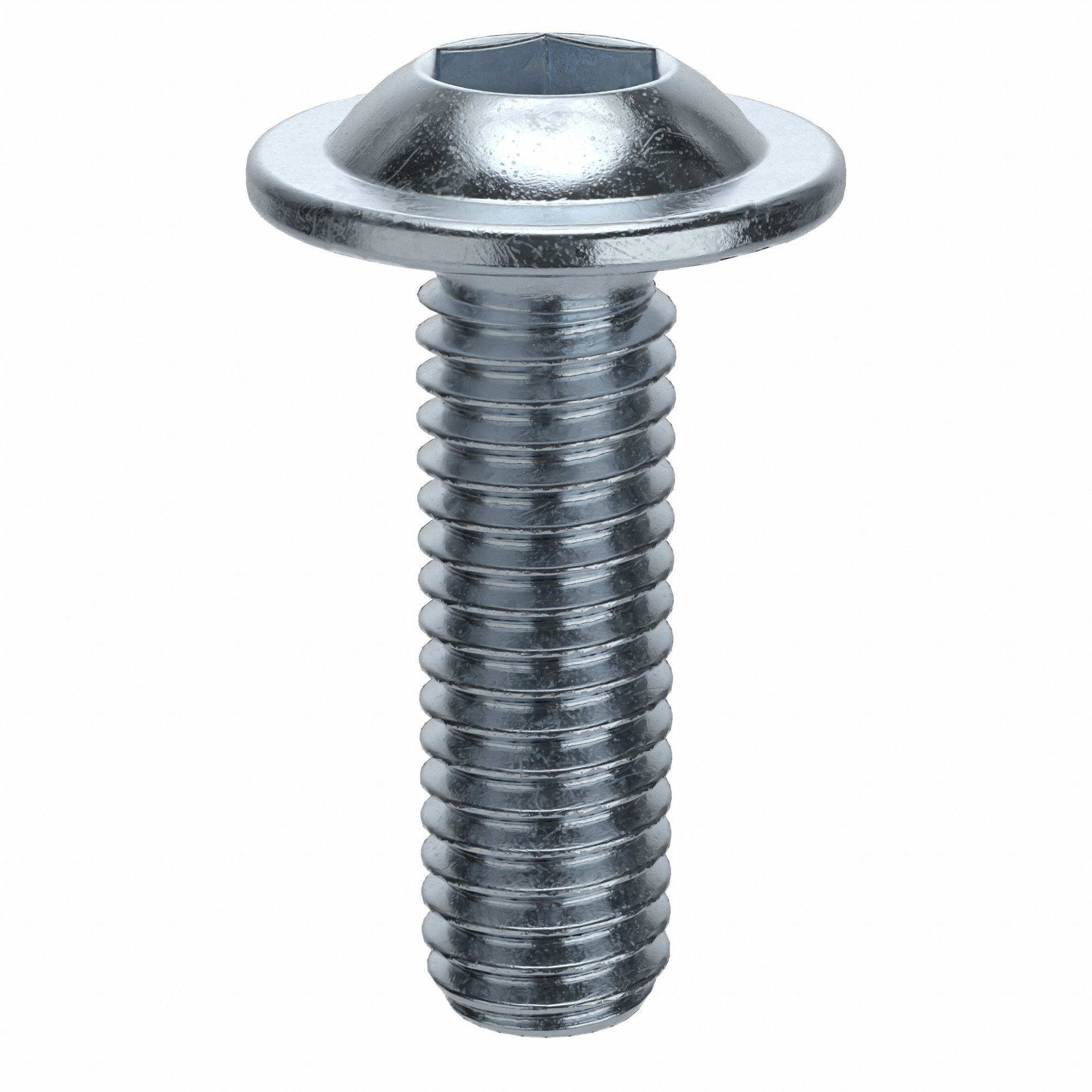 Socket Head Cap Screw: M6x1.00 Thread Size, 20 mm Lg, Flanged Button, Zinc Plated, 100 PK