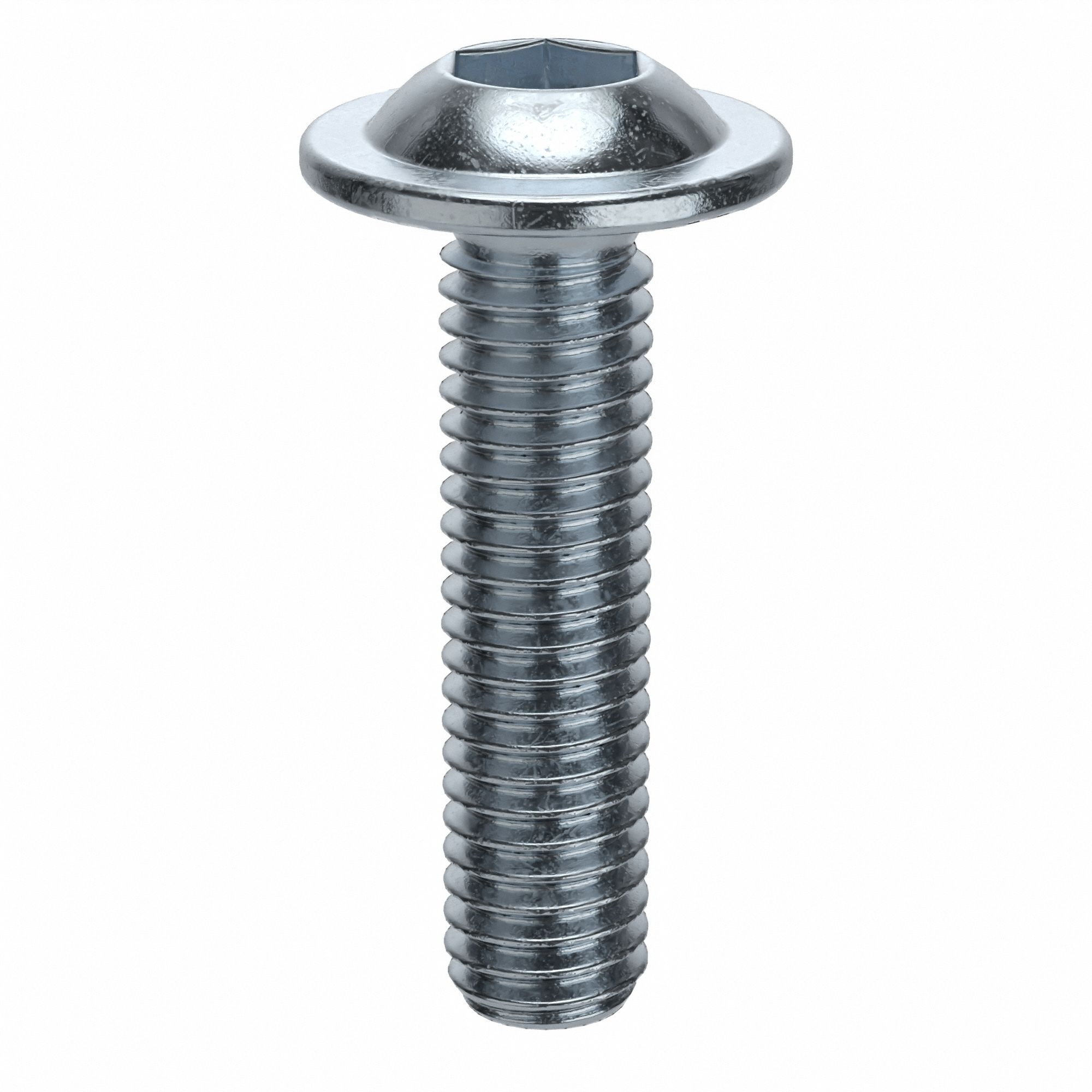 Socket Head Cap Screw: M6x1.00 Thread Size, 25 mm Lg, Flanged Button, Zinc Plated, 100 PK