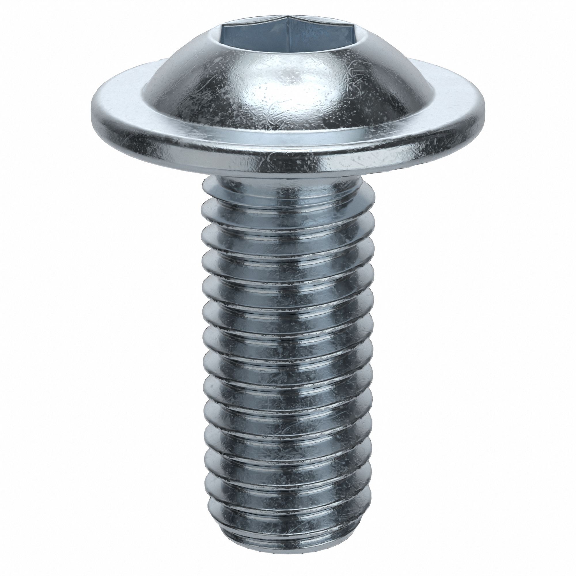 Socket Head Cap Screw: M8x1.25 Thread Size, 20 mm Lg, Flanged Button, Zinc Plated, 100 PK