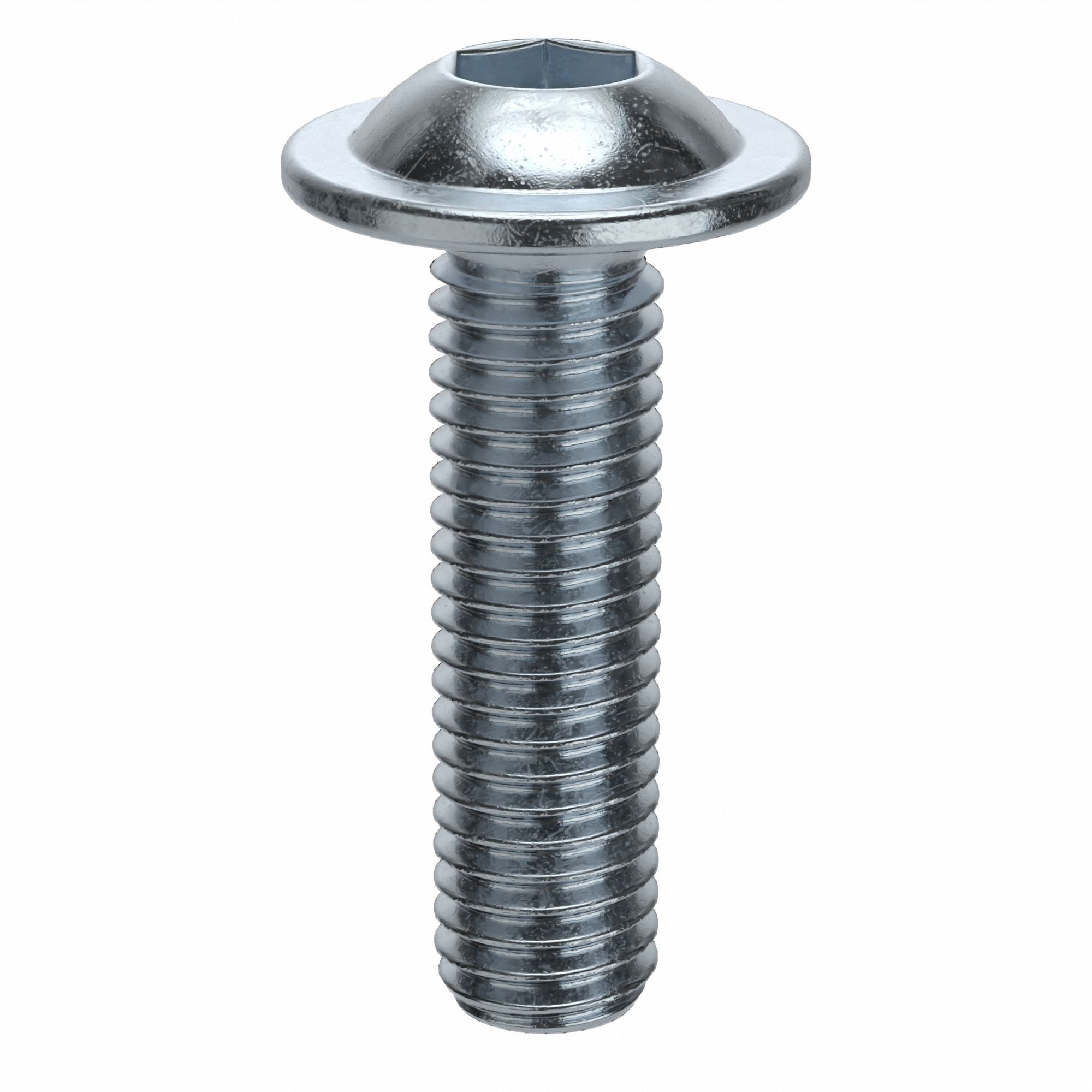 Socket Head Cap Screw: M8x1.25 Thread Size, 30 mm Lg, Flanged Button, Zinc Plated, 100 PK