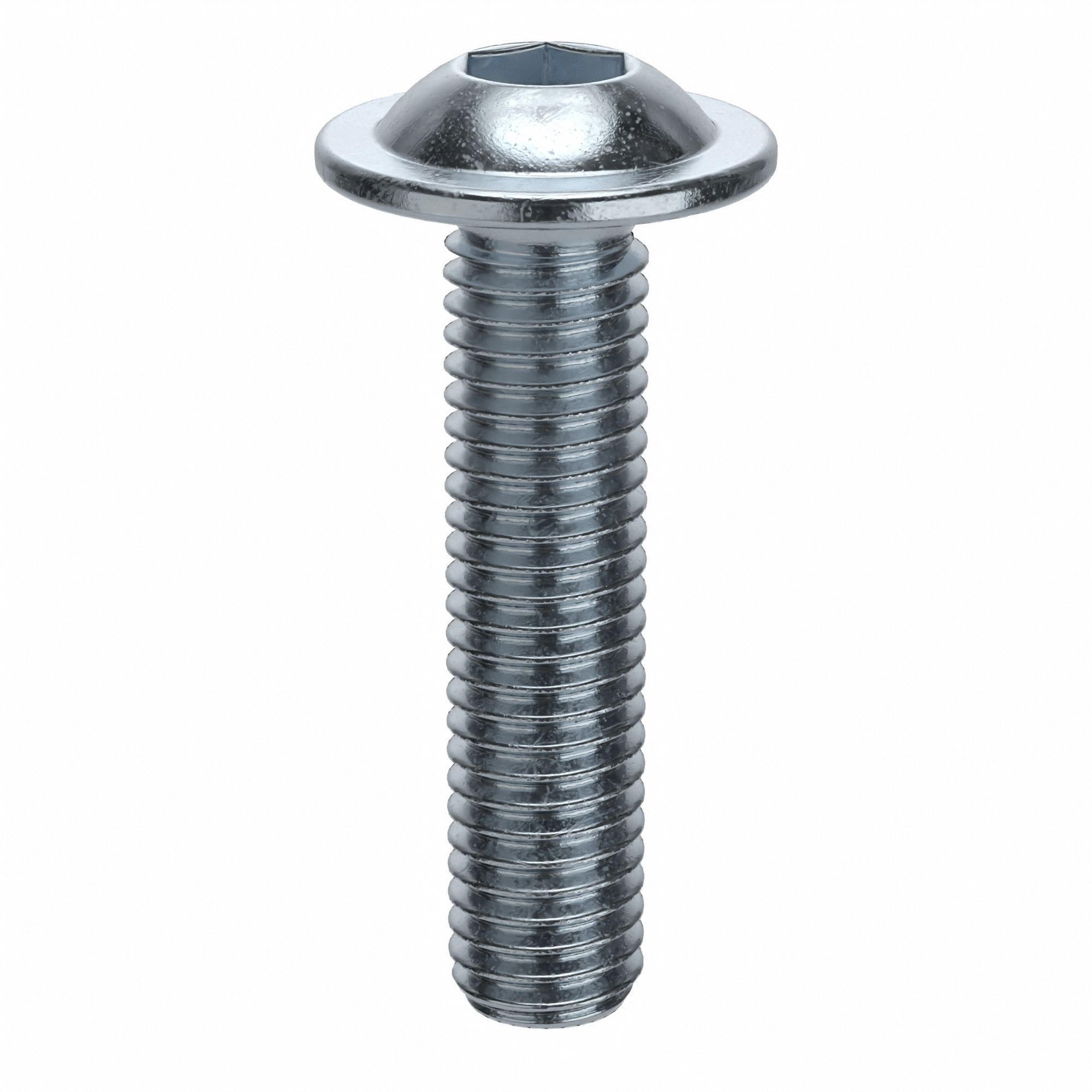 Socket Head Cap Screw: M8x1.25 Thread Size, 35 mm Lg, Flanged Button, Zinc Plated, 100 PK