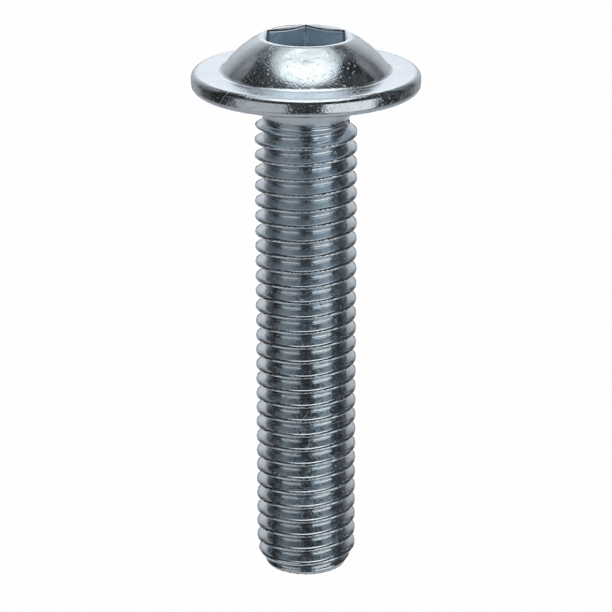 Socket Head Cap Screw: M8x1.25 Thread Size, 40 mm Lg, Flanged Button, Zinc Plated, 100 PK