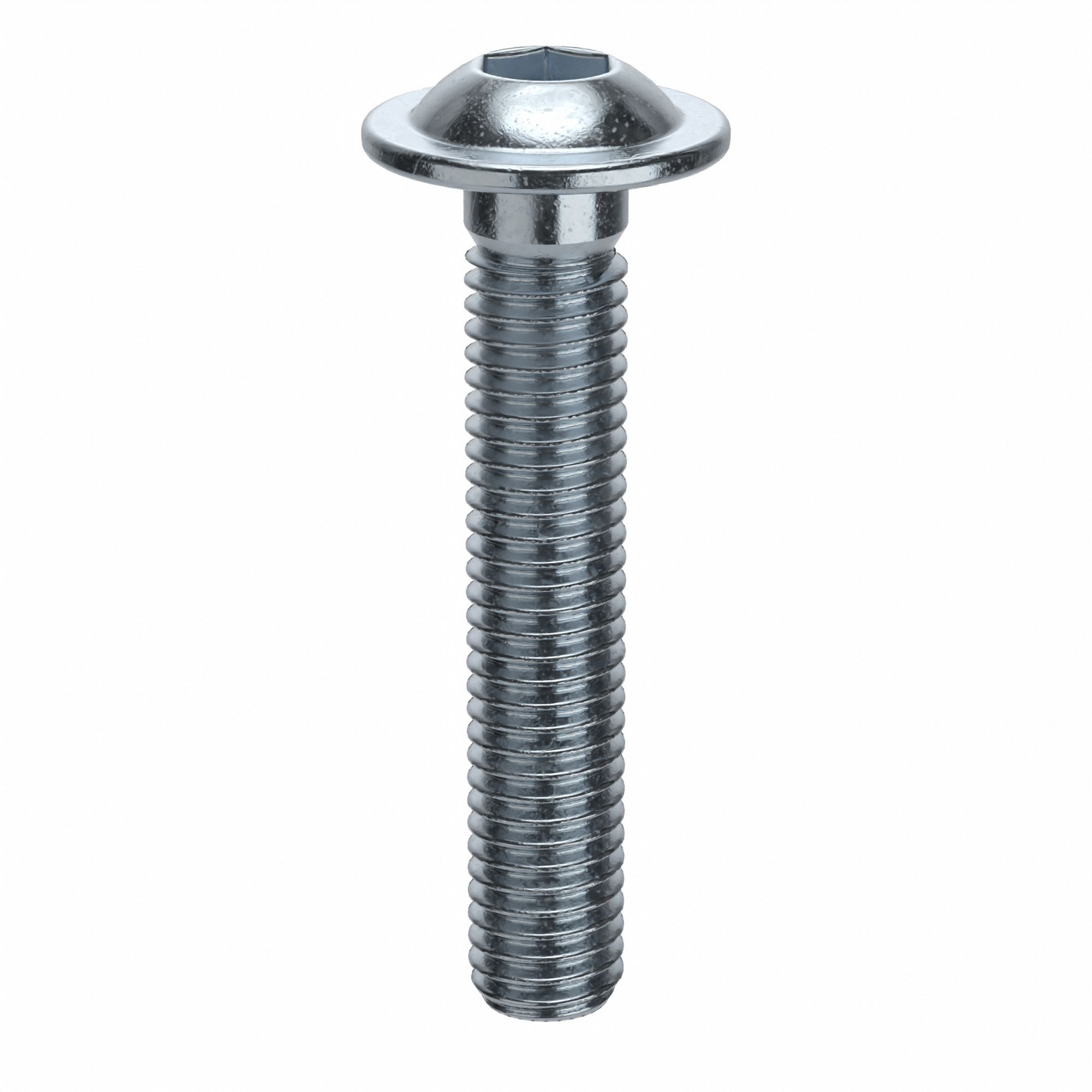 Socket Head Cap Screw: M8x1.25 Thread Size, 45 mm Lg, Flanged Button, Zinc Plated, 100 PK