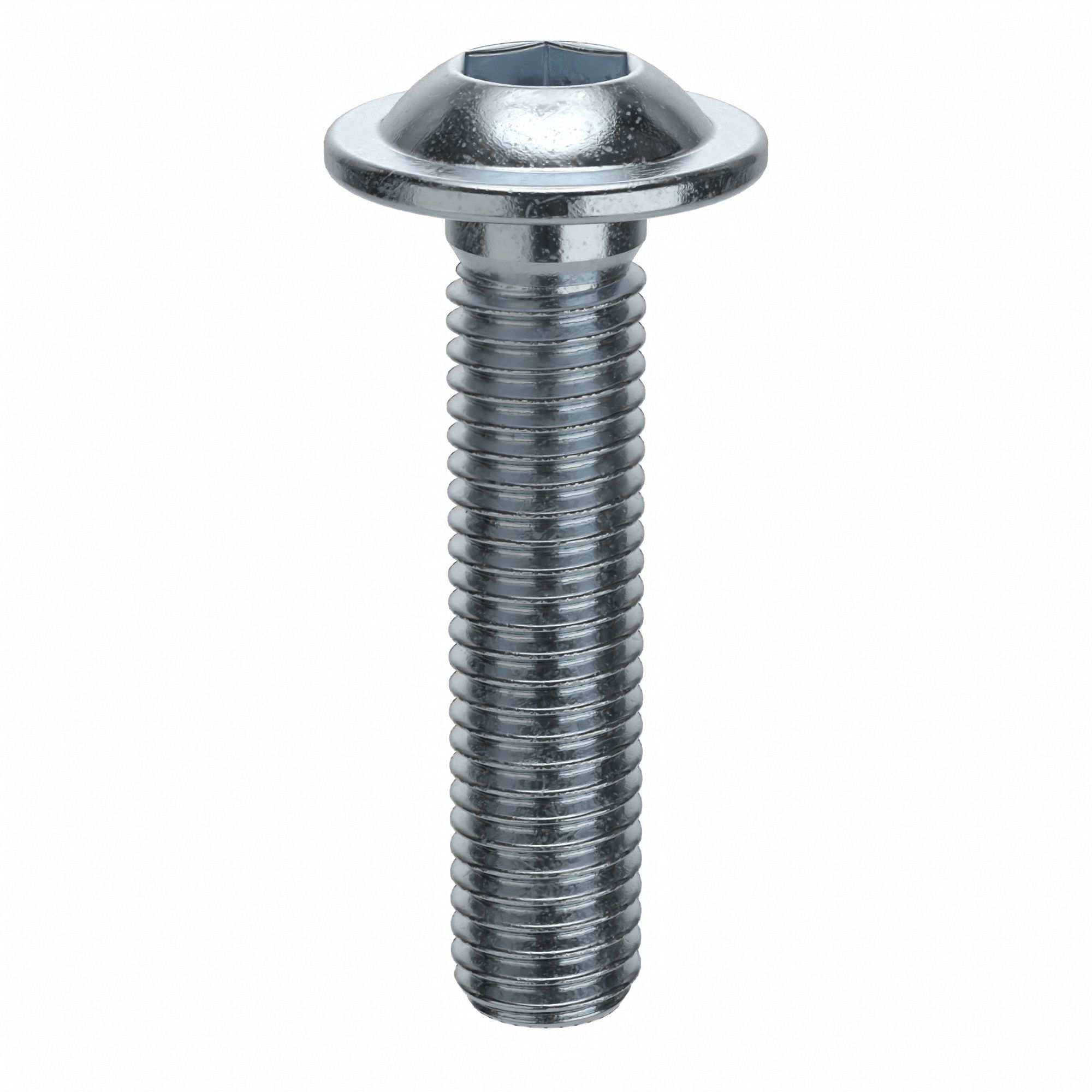 Socket Head Cap Screw: M10x1.50 Thread Size, 45 mm Lg, Flanged Button, Zinc Plated, 50 PK
