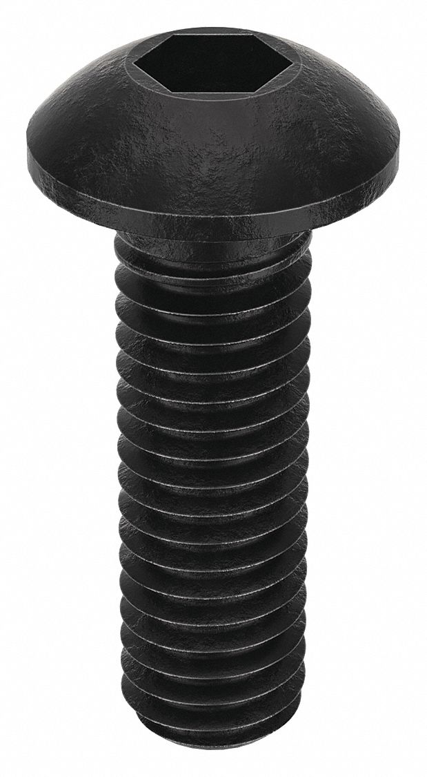 Socket Head Cap Screw: M3x0.50 Thread Size, 10 mm Lg, Button, Black Oxide, Alloy Steel, 100 PK