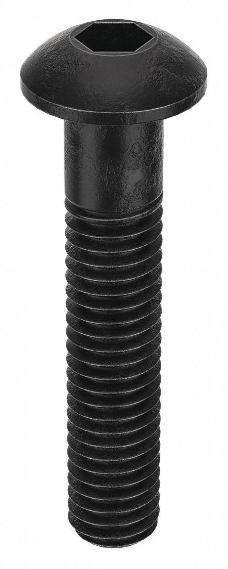 Socket Head Cap Screw: M3x0.50 Thread Size, 16 mm Lg, Button, Black Oxide, Alloy Steel, 100 PK