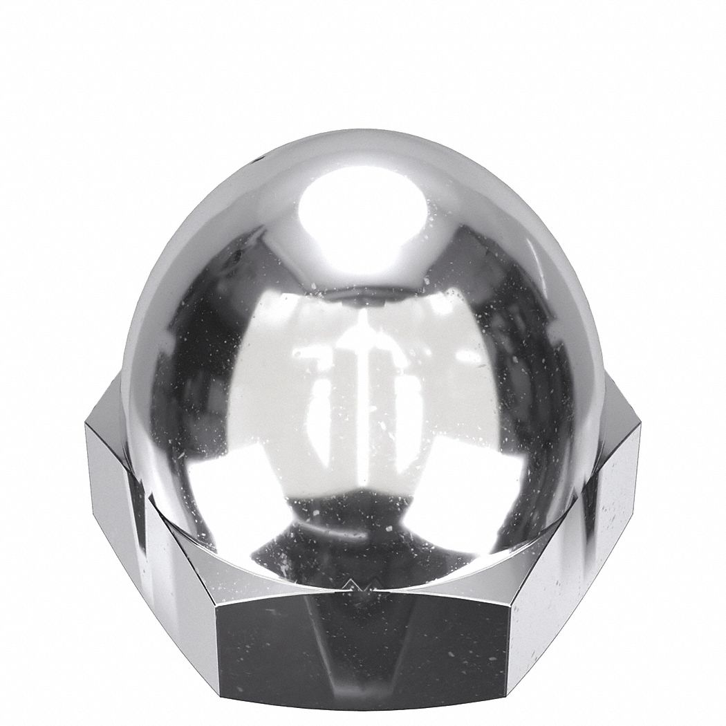 Cap Nut: #4-40 Thread, Chrome-Plated, C36000, Brass, 0.25 in Ht, 1/4 in Hex Wd, 25 PK