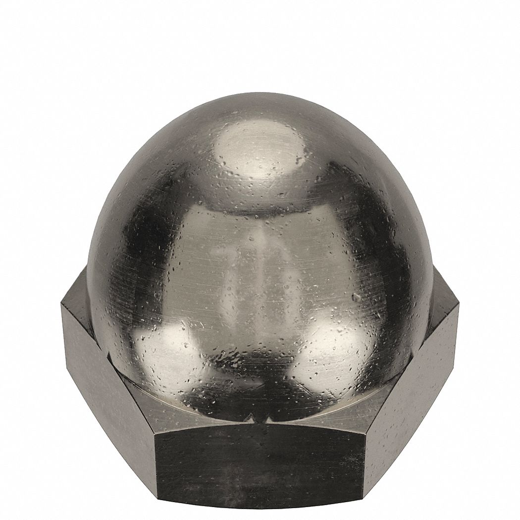Cap Nut: #4-40 Thread, Nickel-Plated, C36000, Brass, 0.25 in Ht, 1/4 in Hex Wd, 50 PK