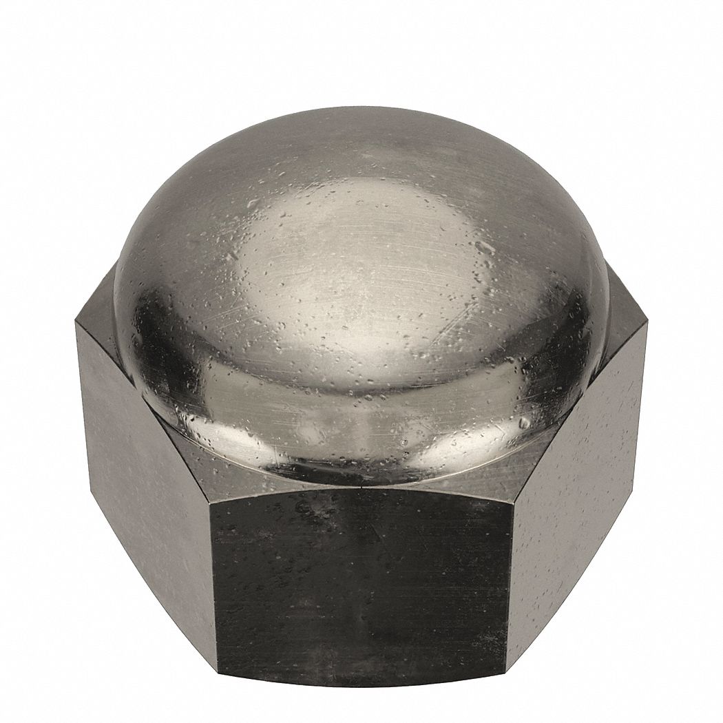 Cap Nut: 1"-8 Thread, Nickel-Plated, C36000, Brass, 1.25 in Ht, 1 7/16 in Hex Wd