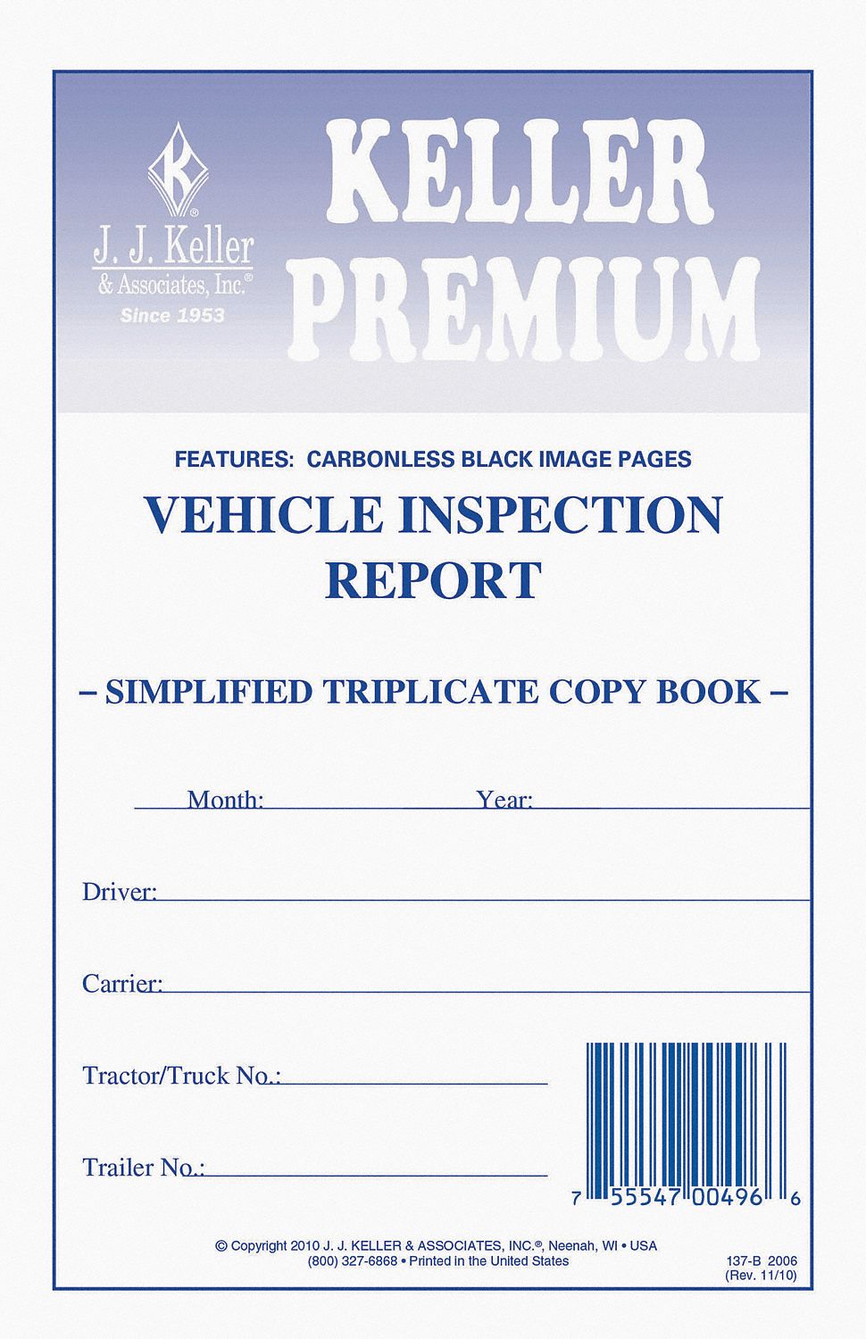 38D302 - Vehicle Inspection Form 3 Ply Carbonless