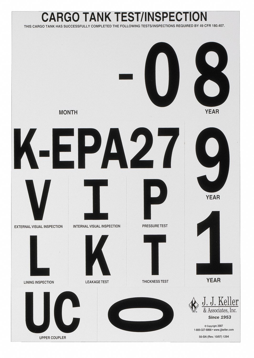 CARGO TANK INSPECTION MARKINGS,PK10