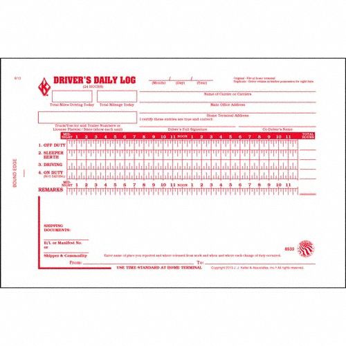 DRIVER LOGBOOK, DRIVER'S DAILY LOG BOOK, CARBON, ENGLISH, 2-PLY, 31 FORMS, BOOK