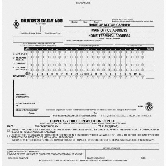 JJ KELLER, With Carbon, 2 Plies, Simplified Driver Logbook 38D322