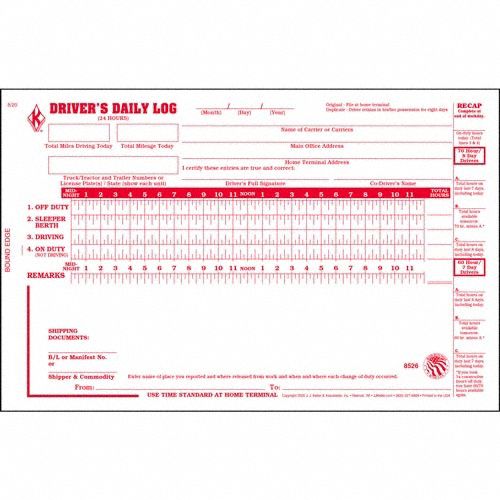 DRIVERS LOGBOOK, DRIVER'S DAILY LOG BOOK, CARBONLESS, ENGLISH, 2-PLY, 31 FORMS, BOOK