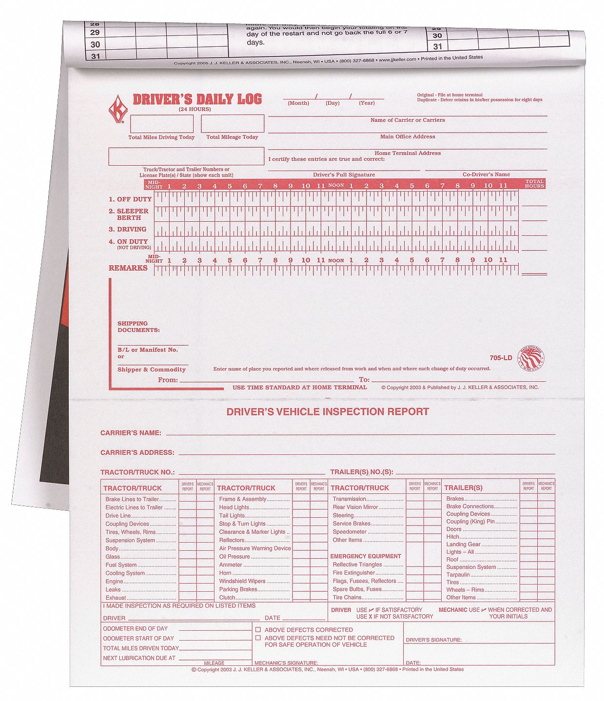 38D329 - Detail Drivers Daily Logbook Carbonless