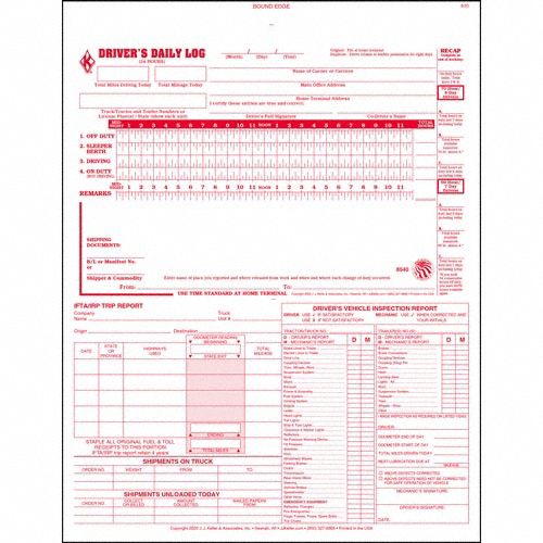 SIMPLIFIED DRIVERS LOGBOOK, DRIVER'S DAILY 2-IN-1 LOG BOOK, CARBONLESS, ENGLISH, 2-PLY