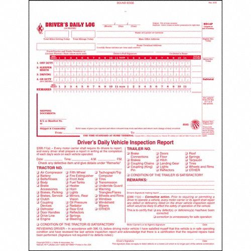 DETAIL DRIVERS DAILY LOGBOOK, DRIVER'S DAILY 2-IN-1 LOG BOOK, CARBONLESS, ENGLISH, 2-PLY