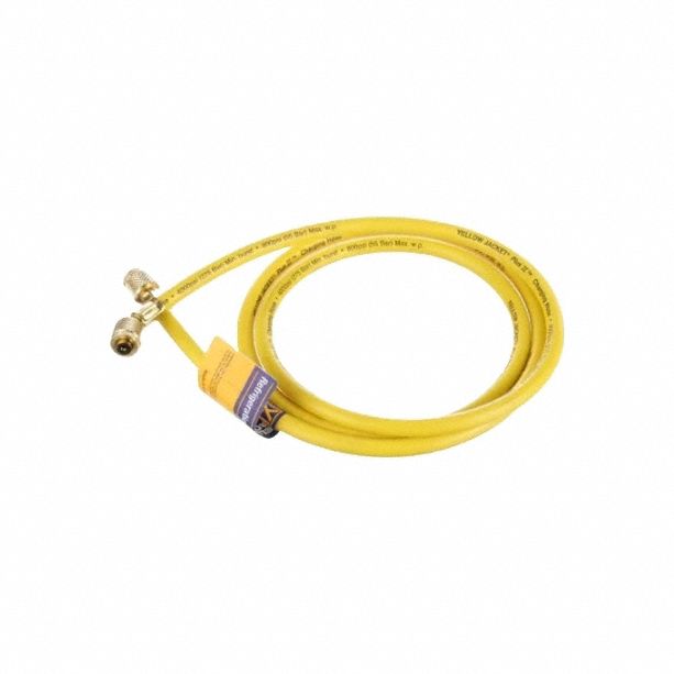 Hose: 4 ft Lg, 45° Angle, Yellow, Rubber, Single Hose