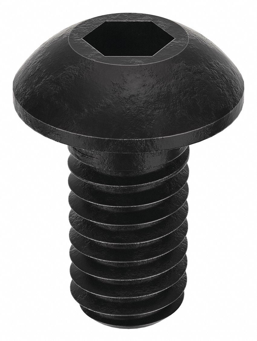 Socket Head Cap Screw: M4x0.70 Thread Size, 8 mm Lg, Button, Black Oxide, Alloy Steel, 100 PK