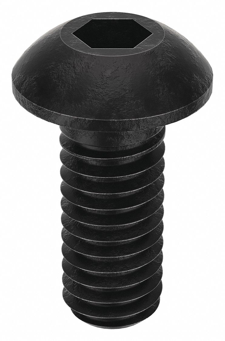 Socket Head Cap Screw: M4x0.70 Thread Size, 10 mm Lg, Button, Black Oxide, Alloy Steel, 100 PK