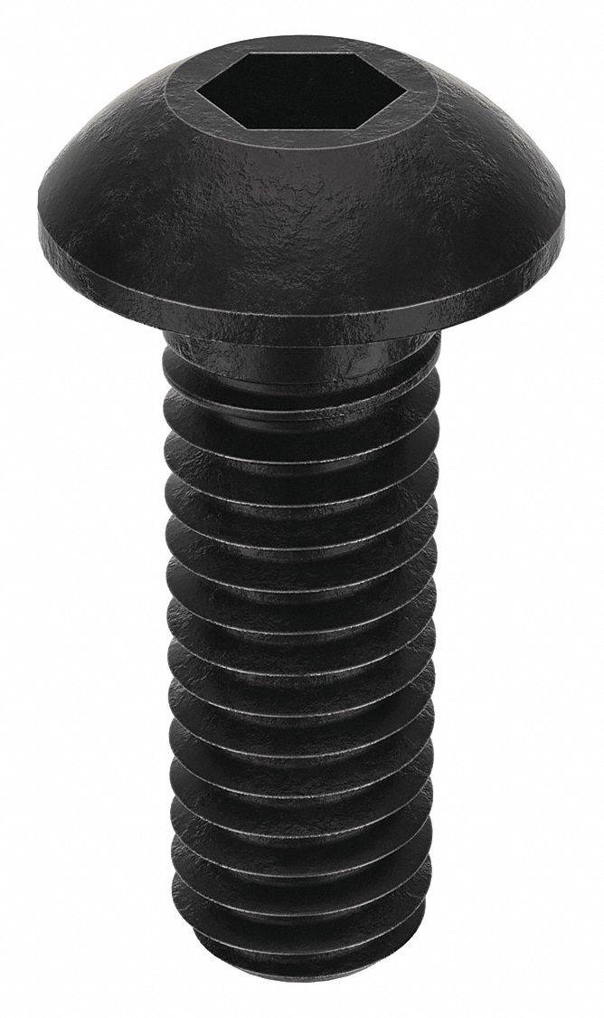 Socket Head Cap Screw: M4x0.70 Thread Size, 12 mm Lg, Button, Black Oxide, Alloy Steel, 100 PK