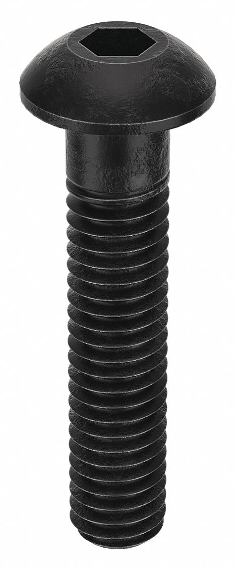 Socket Head Cap Screw: M4x0.70 Thread Size, 20 mm Lg, Button, Black Oxide, Alloy Steel, 100 PK