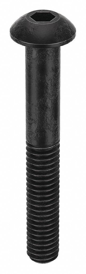 Socket Head Cap Screw: M4x0.70 Thread Size, 30 mm Lg, Button, Black Oxide, Alloy Steel, 100 PK