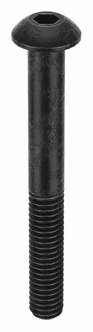 Socket Head Cap Screw: M4x0.70 Thread Size, 35 mm Lg, Button, Black Oxide, Alloy Steel, 100 PK