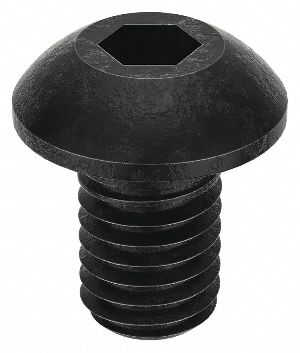 Socket Head Cap Screw: M5x0.80 Thread Size, 8 mm Lg, Button, Black Oxide, Alloy Steel, 100 PK